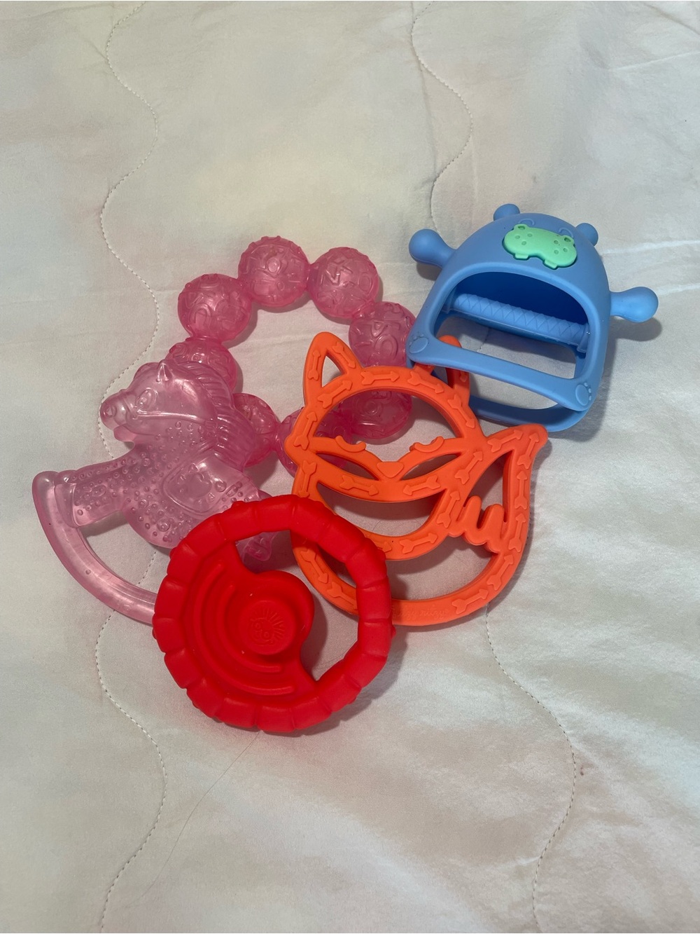 Colorful Baby Teething & Sensory Toy Set - Pink, Orange, Blue, Red